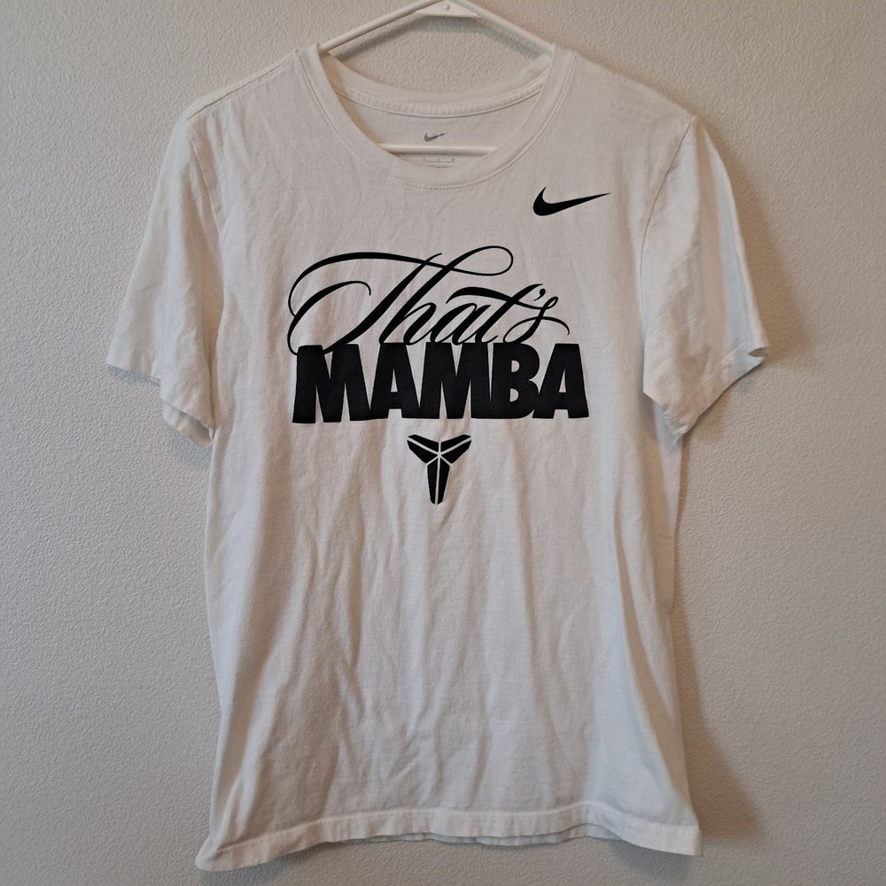 Nike Kobe Bryant Thats Mamba White Graphic T-Shirt Mens Small Basketball Tee